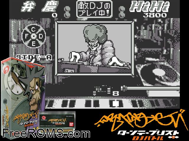 Turntablist - DJ Battle (J) [M][!] Wonderswan game showing 3D box cover and gameplay screenshot